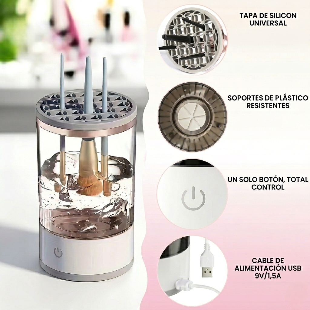 Limpiador Pro de Brochas: Tu Set de Maquillaje Listo al Instante